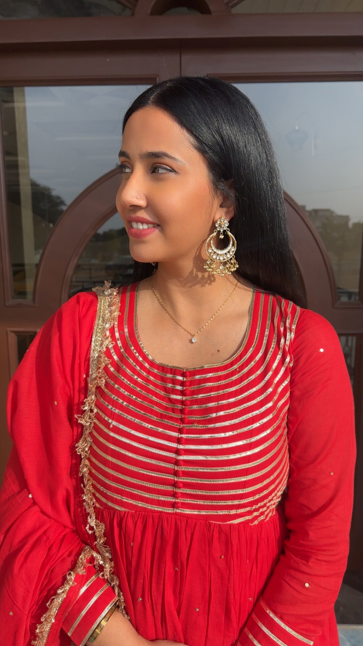 Pritam red handwork anarkali set of 3