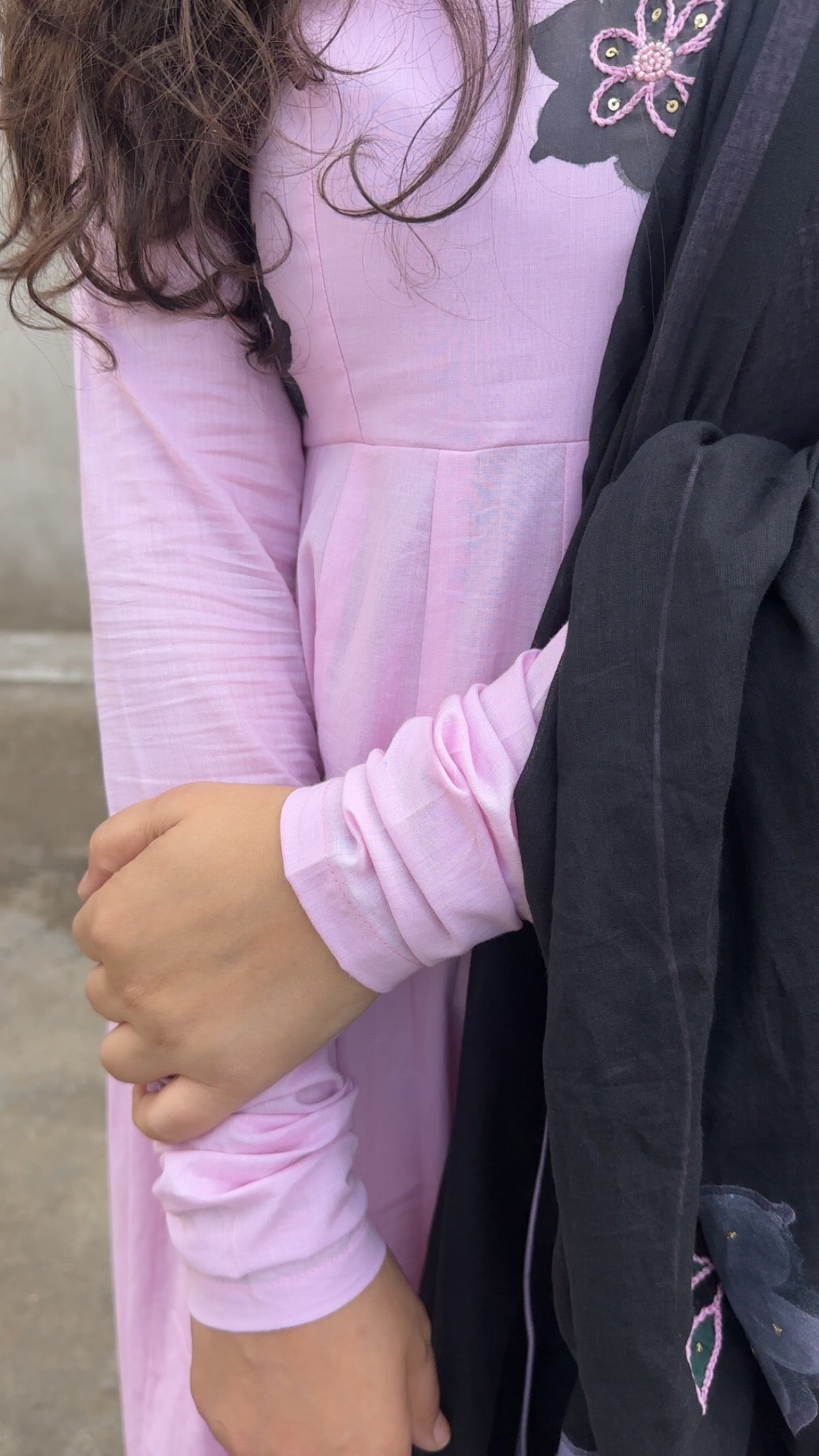 Pink Handpainted Handembroidered Anarkali set