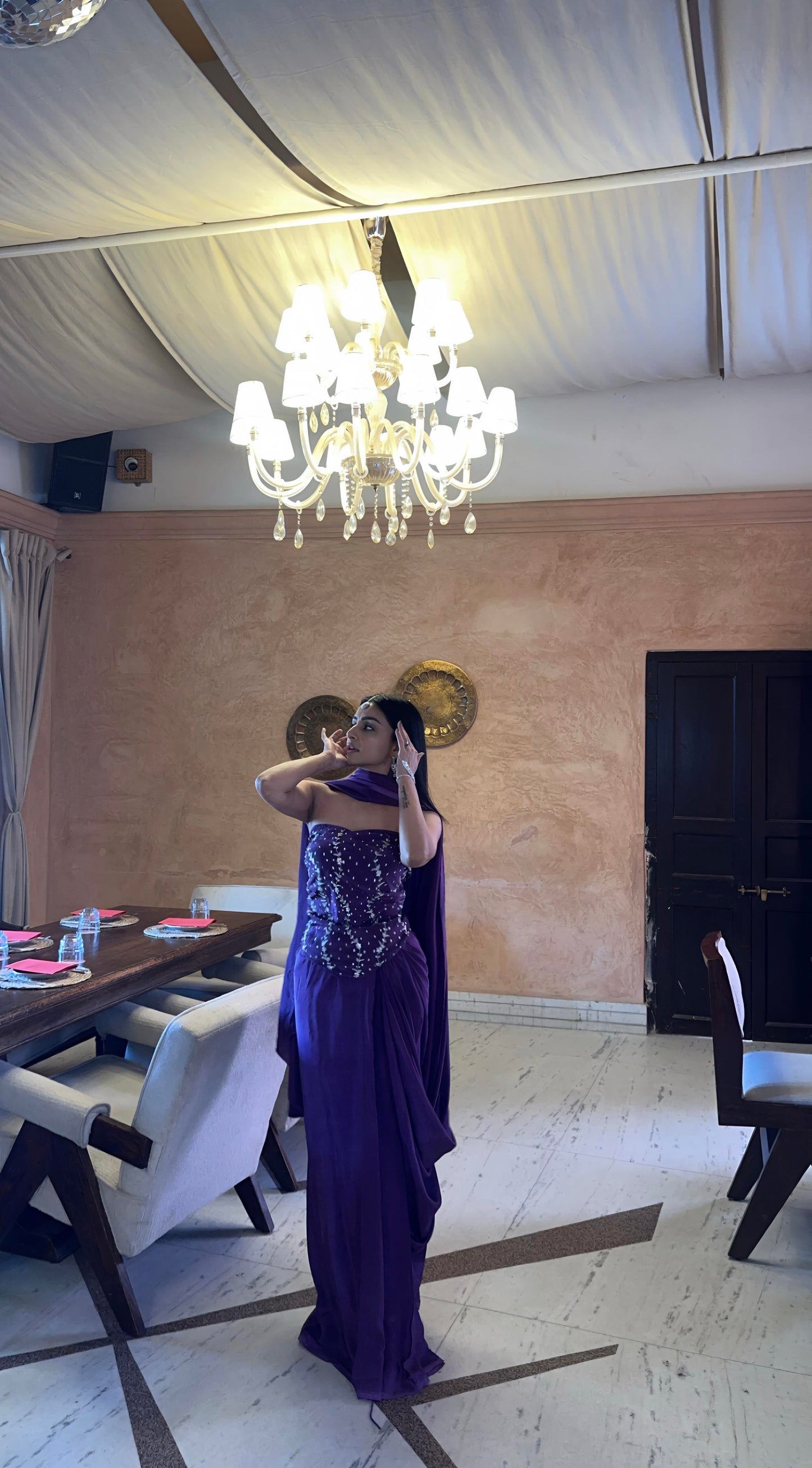 Chandani Corset Blouse And Saree Set Of 2