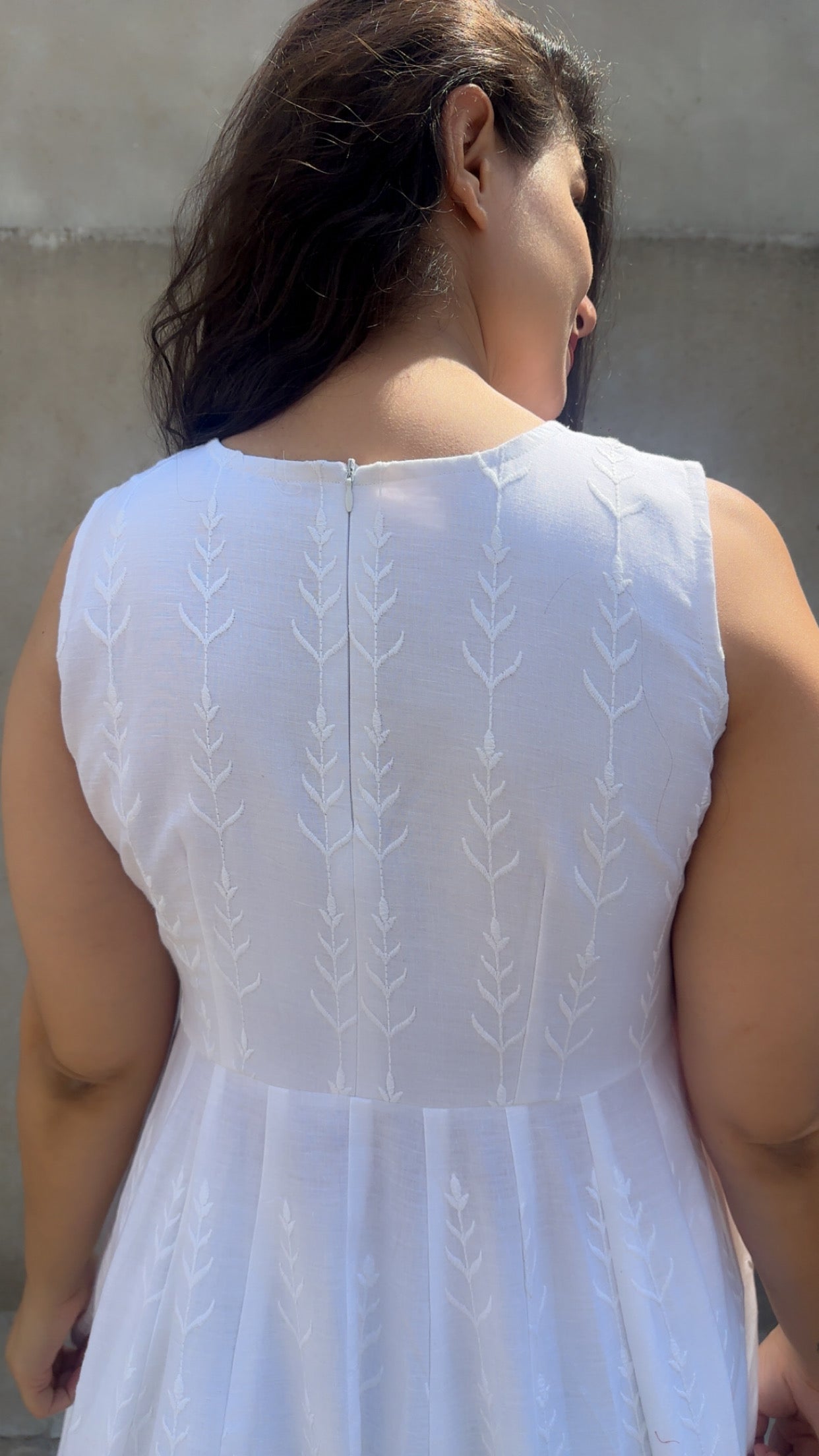 Chikenkari White Cotton Anarkali Set Of 2