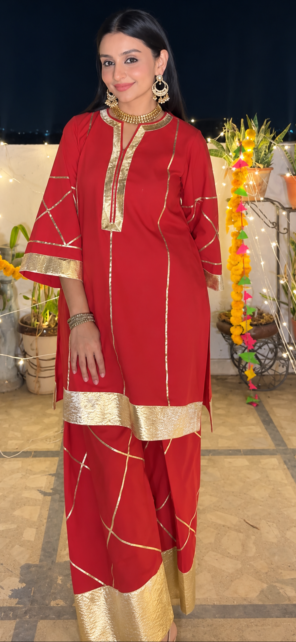 Sooraj Maroon Gotta suit set