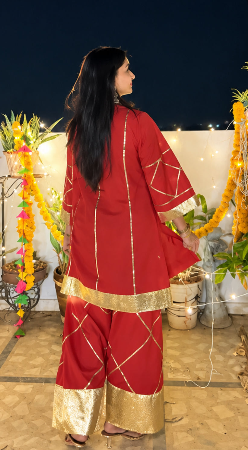Sooraj Maroon Gotta suit set