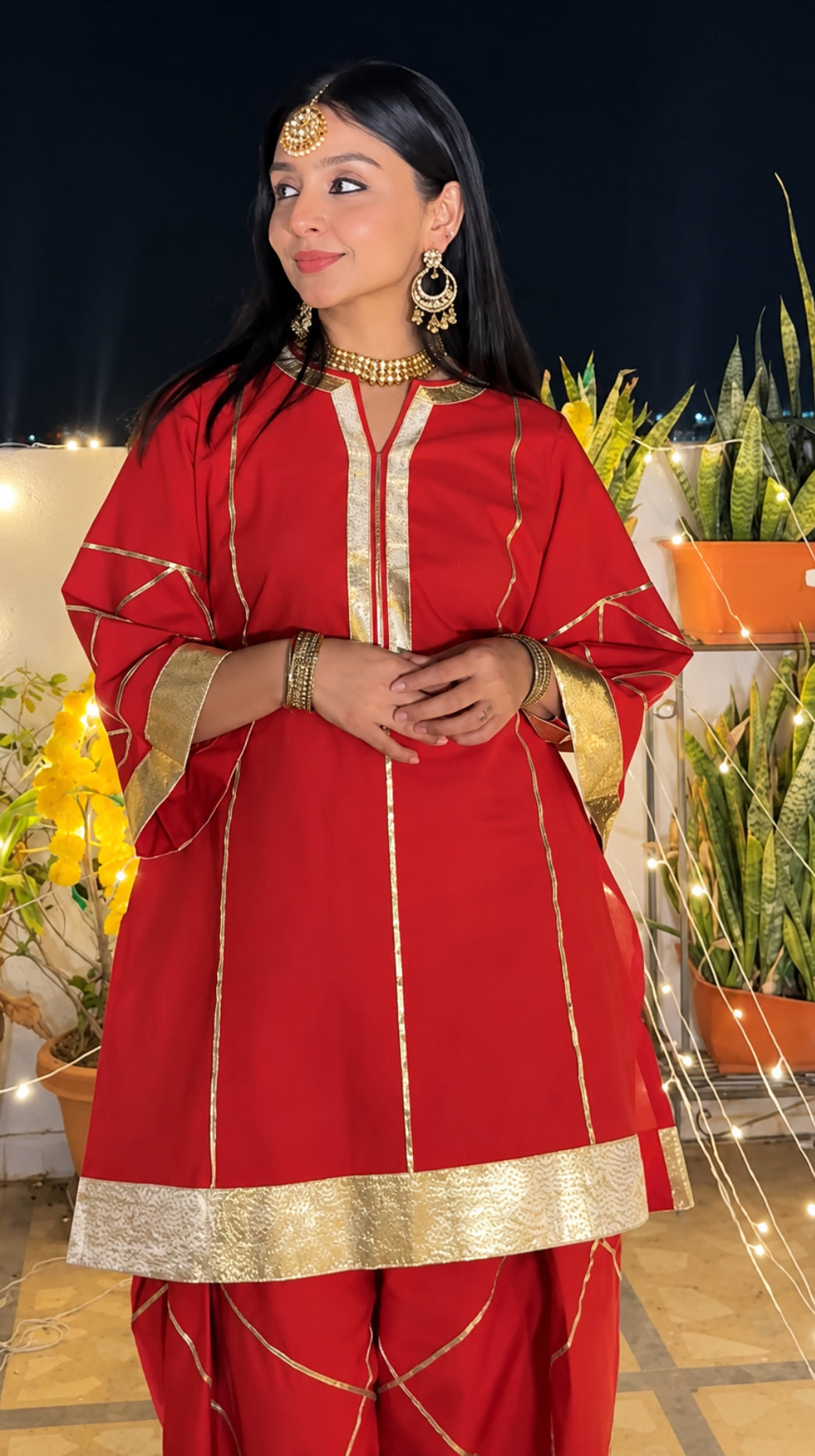 Sooraj Maroon Gotta suit set
