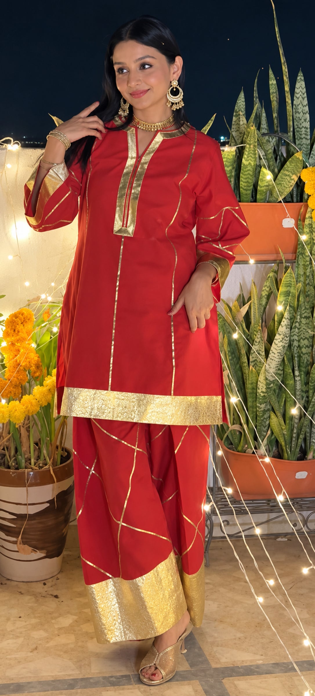 Sooraj Maroon Gotta suit set