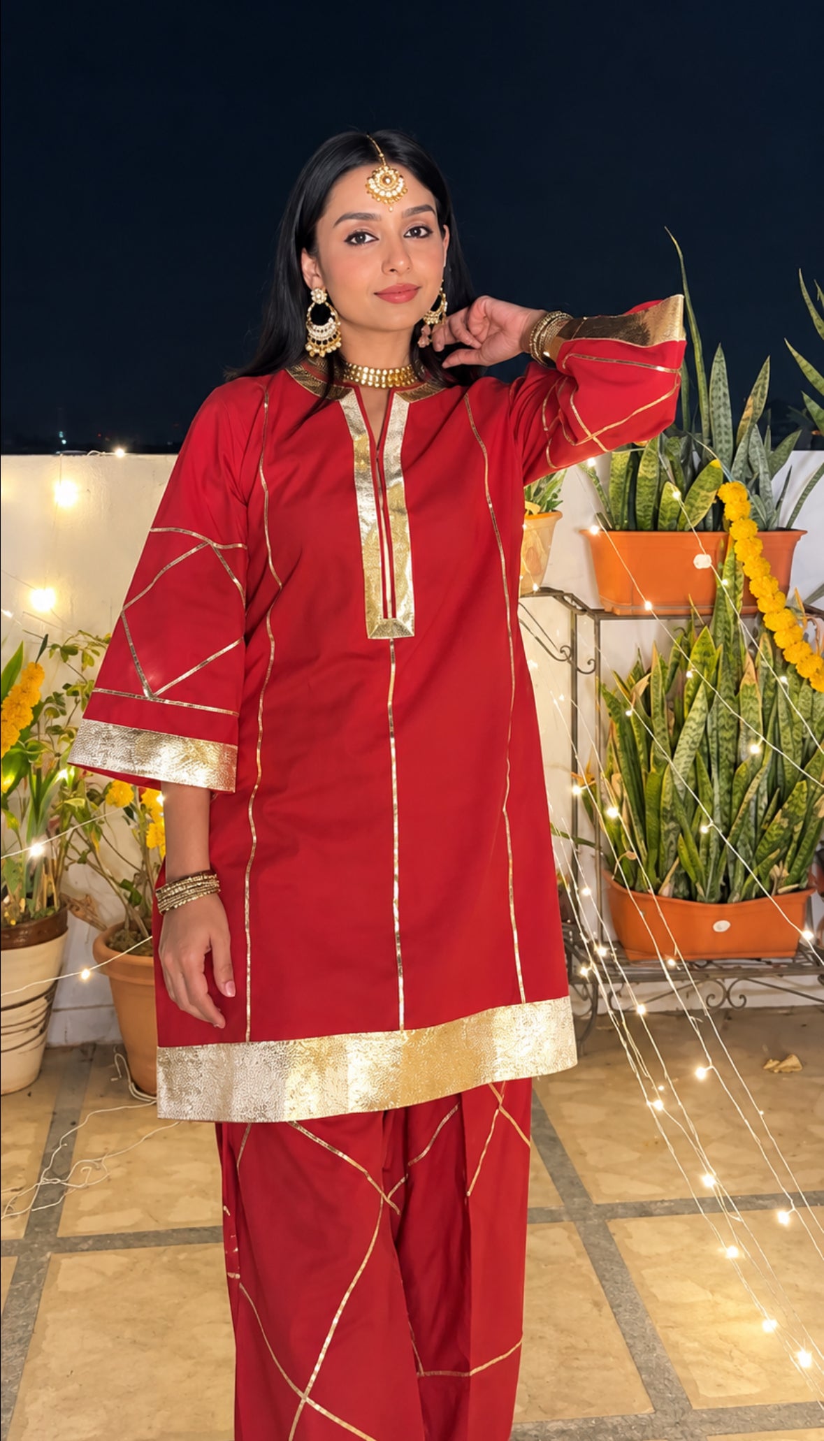 Sooraj Maroon Gotta suit set