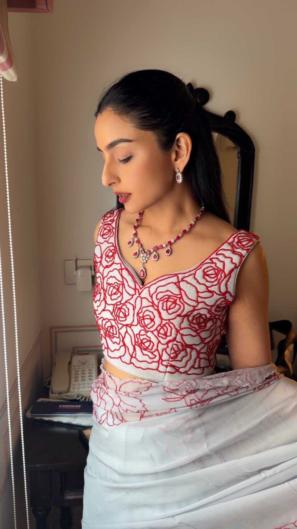 Rosie Saree with unstitched quilted blouse