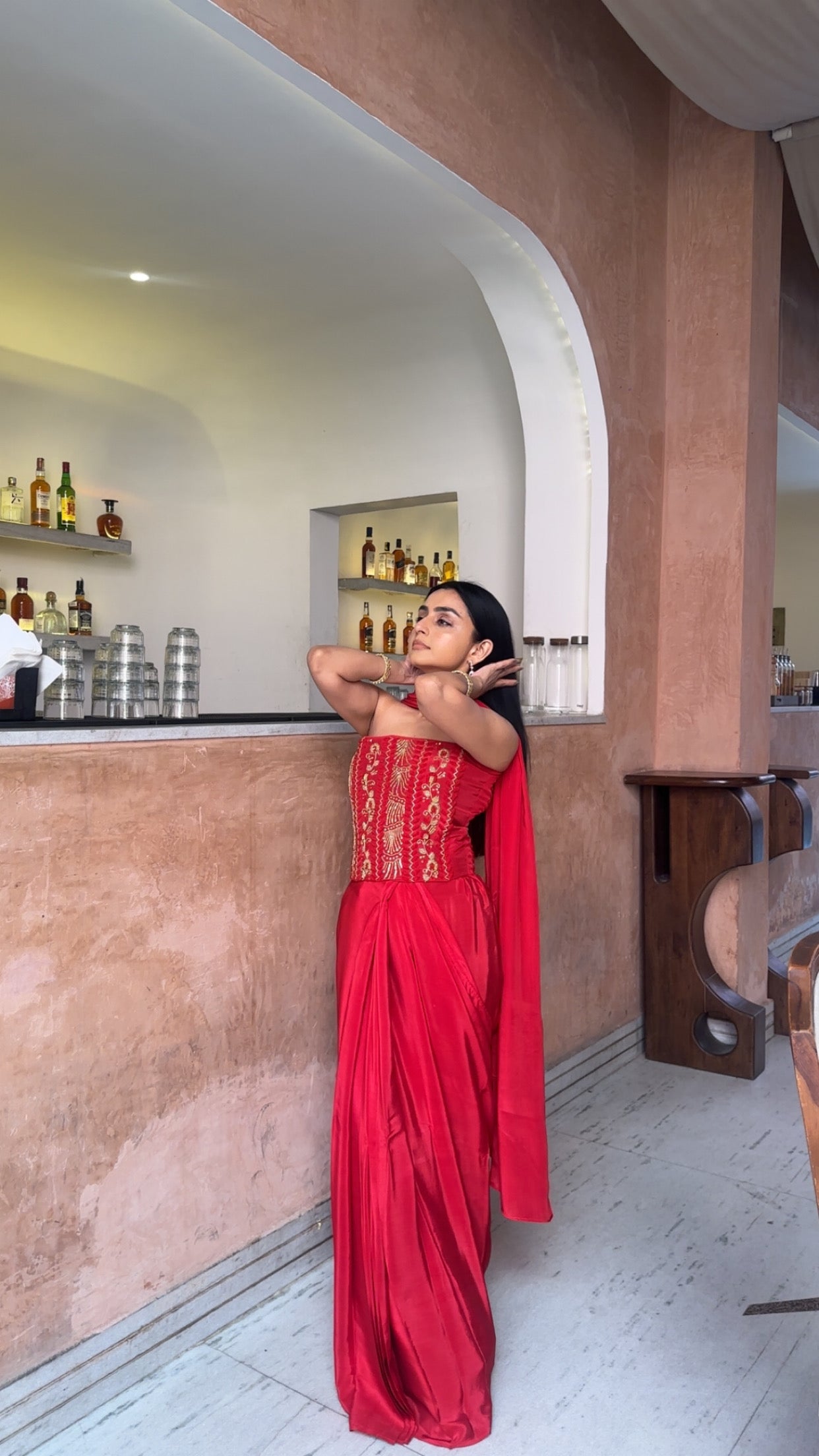 Tina Rouge Corset And Saree set of 2