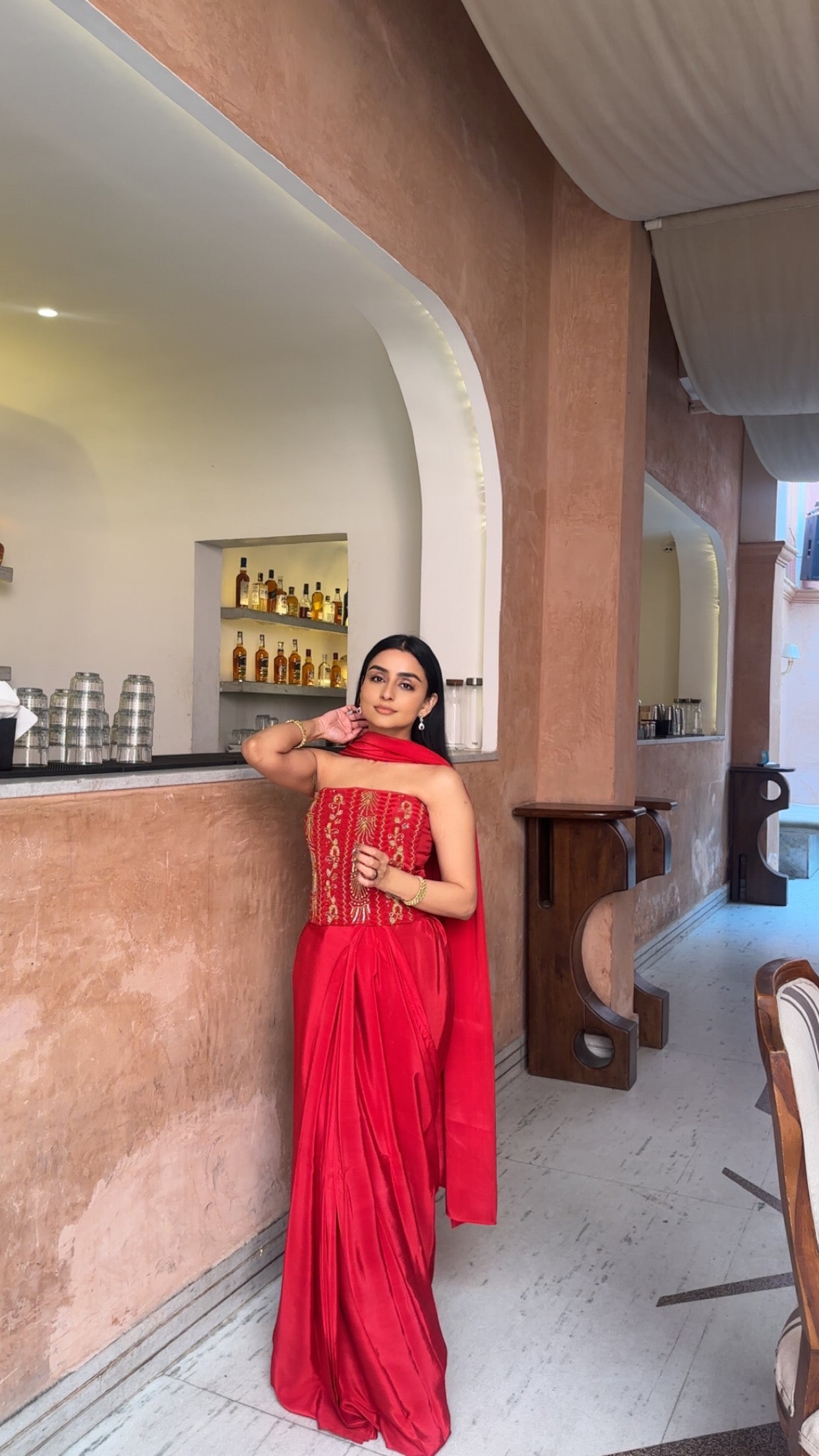 Tina Rouge Corset And Saree set of 2