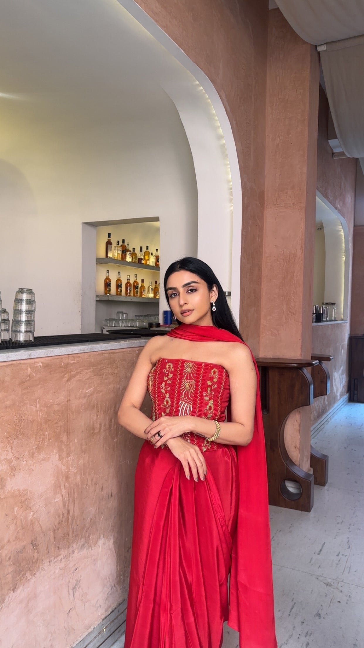 Tina Rouge Corset And Saree set of 2