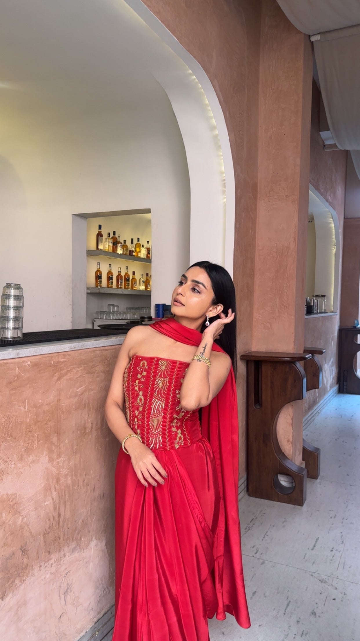 Tina Rouge Corset And Saree set of 2