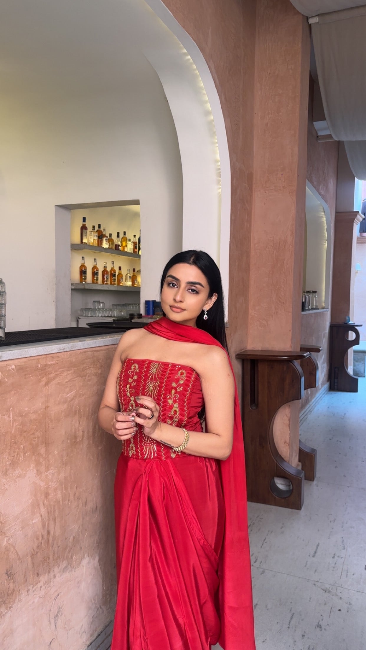 Tina Rouge Corset And Saree set of 2