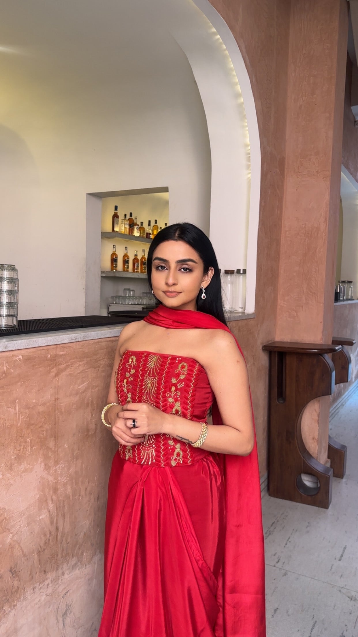 Tina Rouge Corset And Saree set of 2