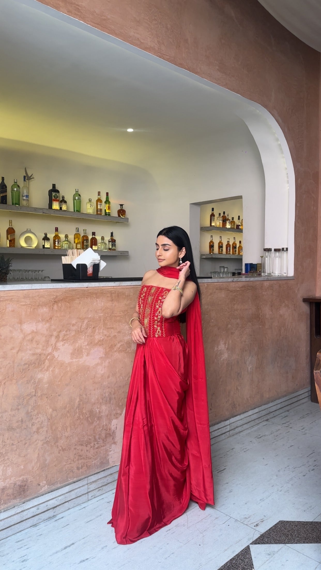 Tina Rouge Corset And Saree set of 2