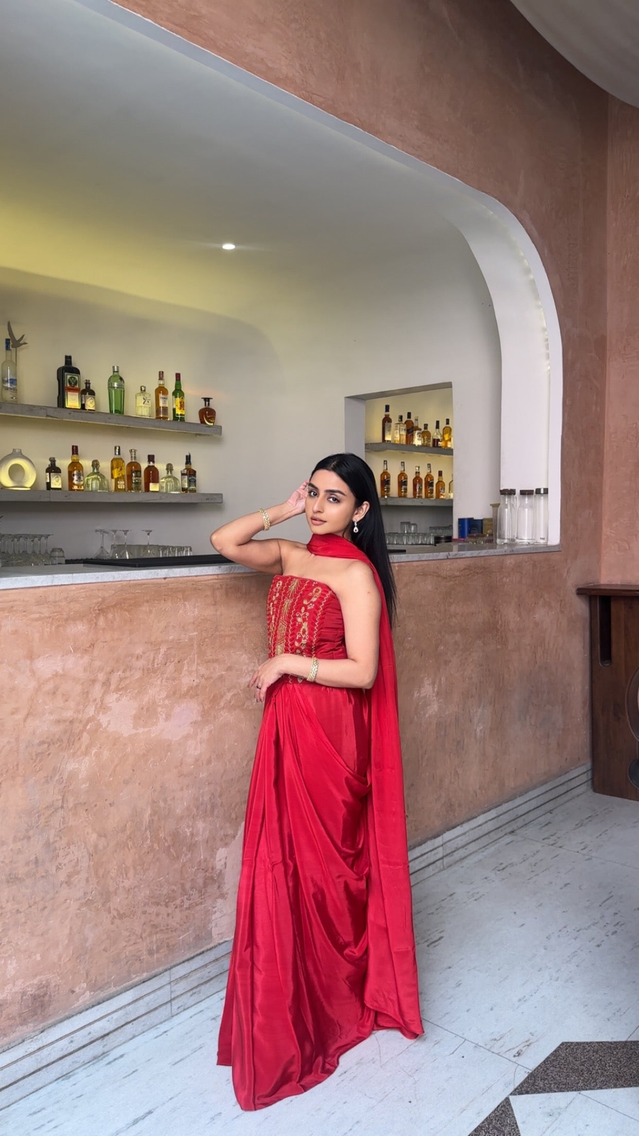 Tina Rouge Corset And Saree set of 2