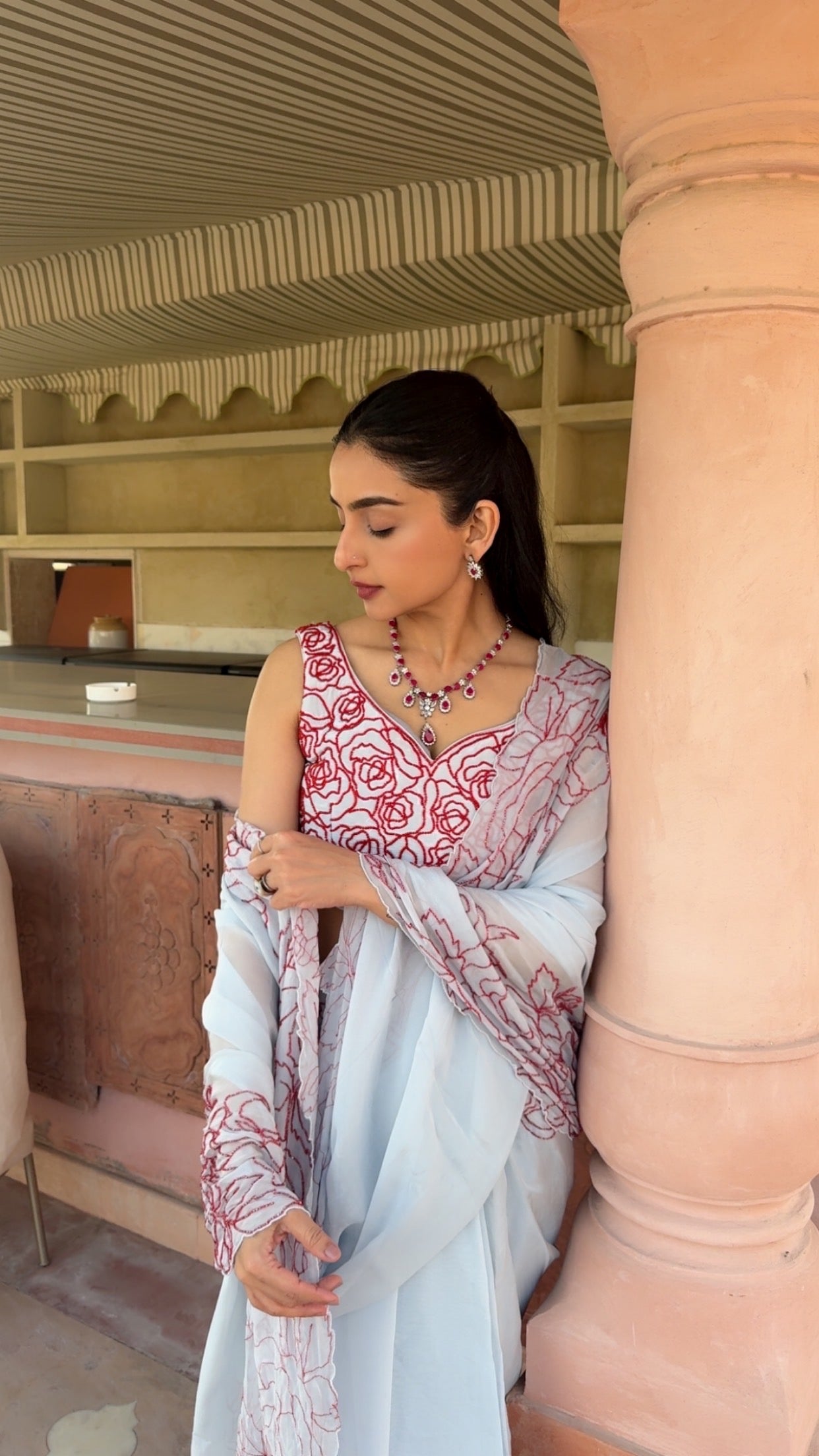 Rosie Saree with unstitched quilted blouse