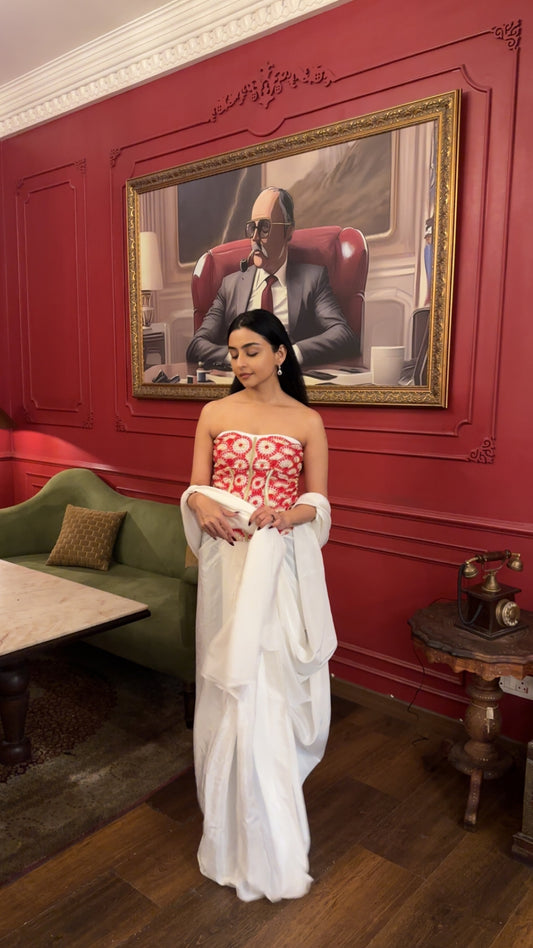 Ruby Corset Blouse with Pre Stitched Saree