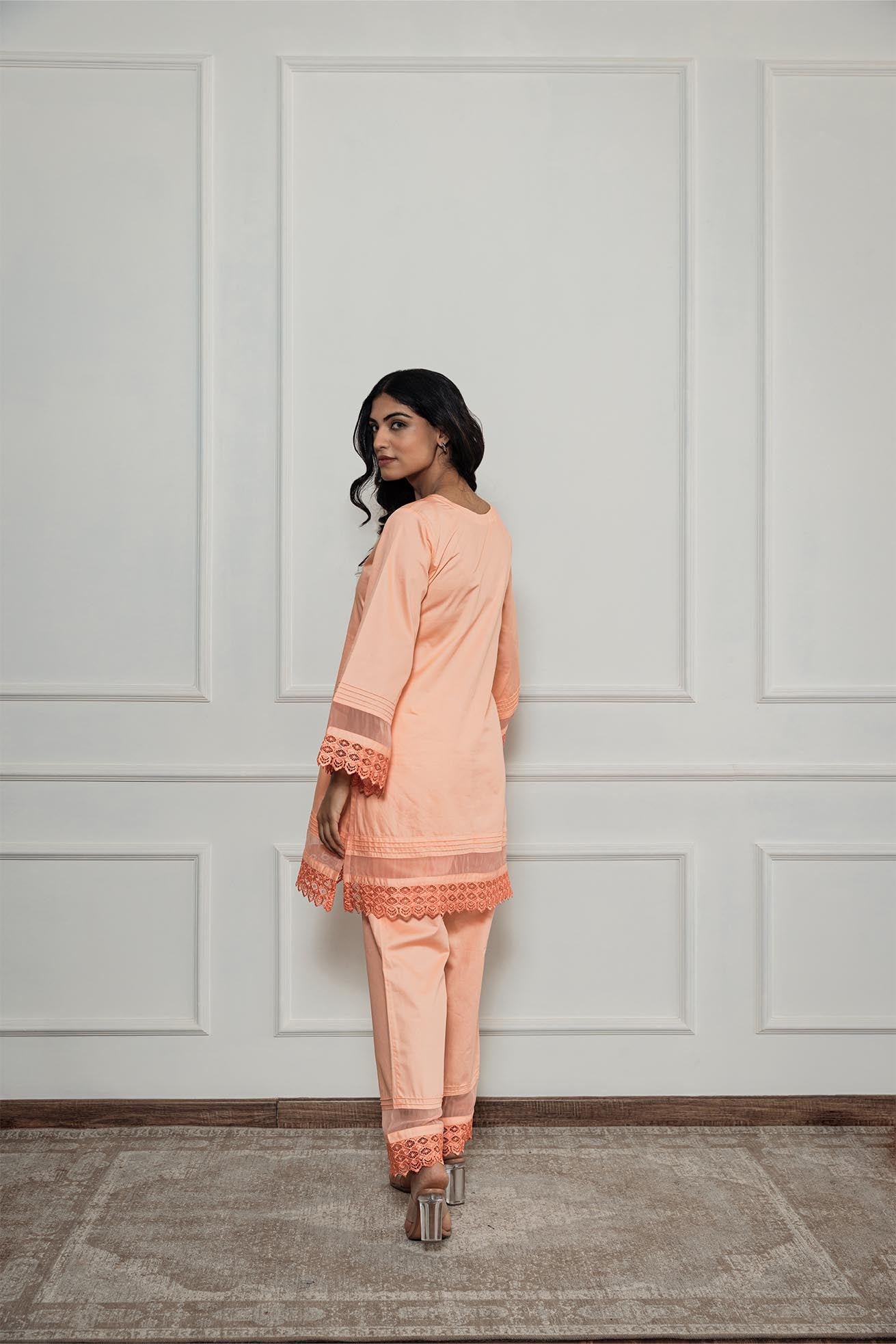 Kaaya orange short kurta set