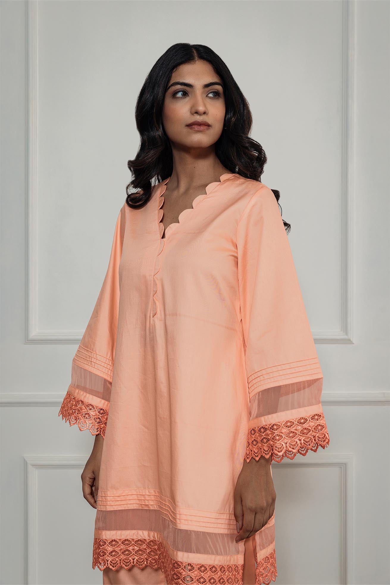 Kaaya orange short kurta set