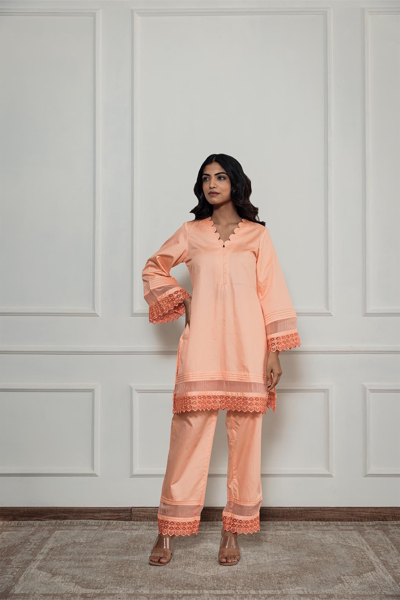 Kaaya orange short kurta set