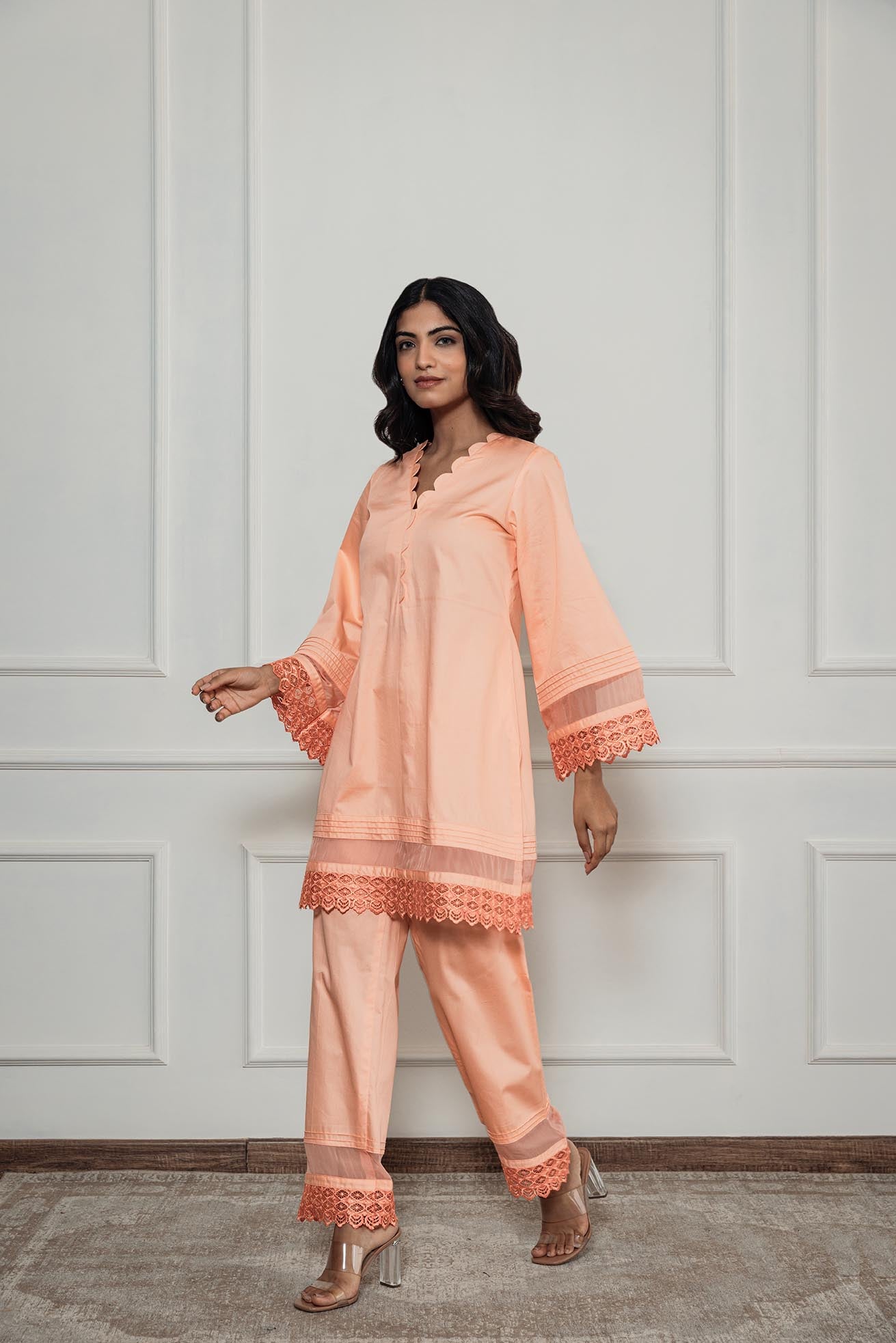 Kaaya orange short kurta set