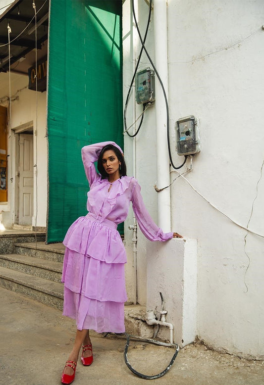 Ember purple organza skirt with pocket