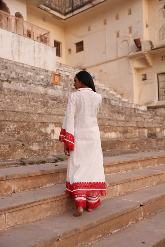 Oorja white & red pakistani suit set