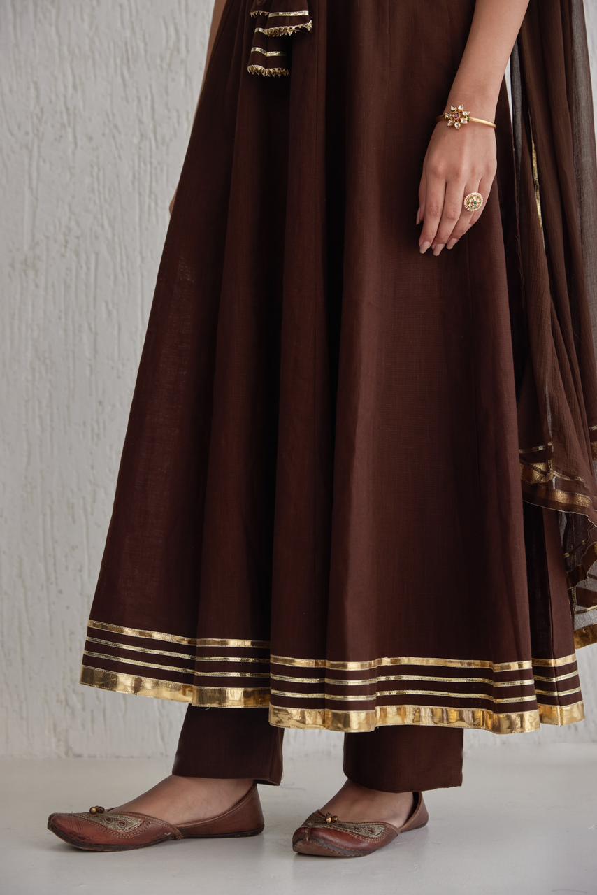 Aaradhya brown gotta anarkali set of 3