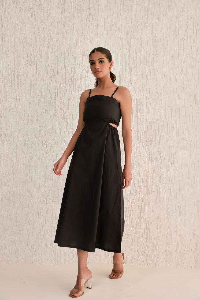 Kora black poplin dress