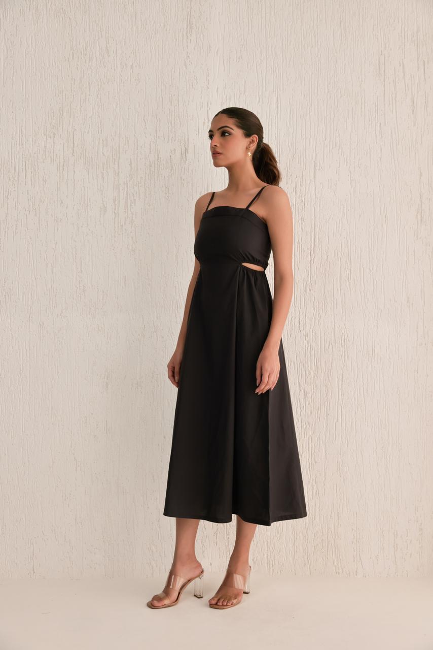 Kora black poplin dress