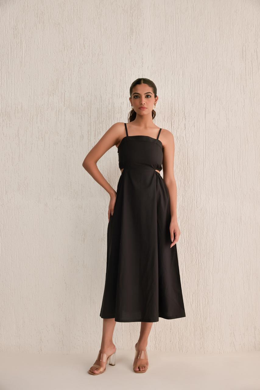 Kora black poplin dress