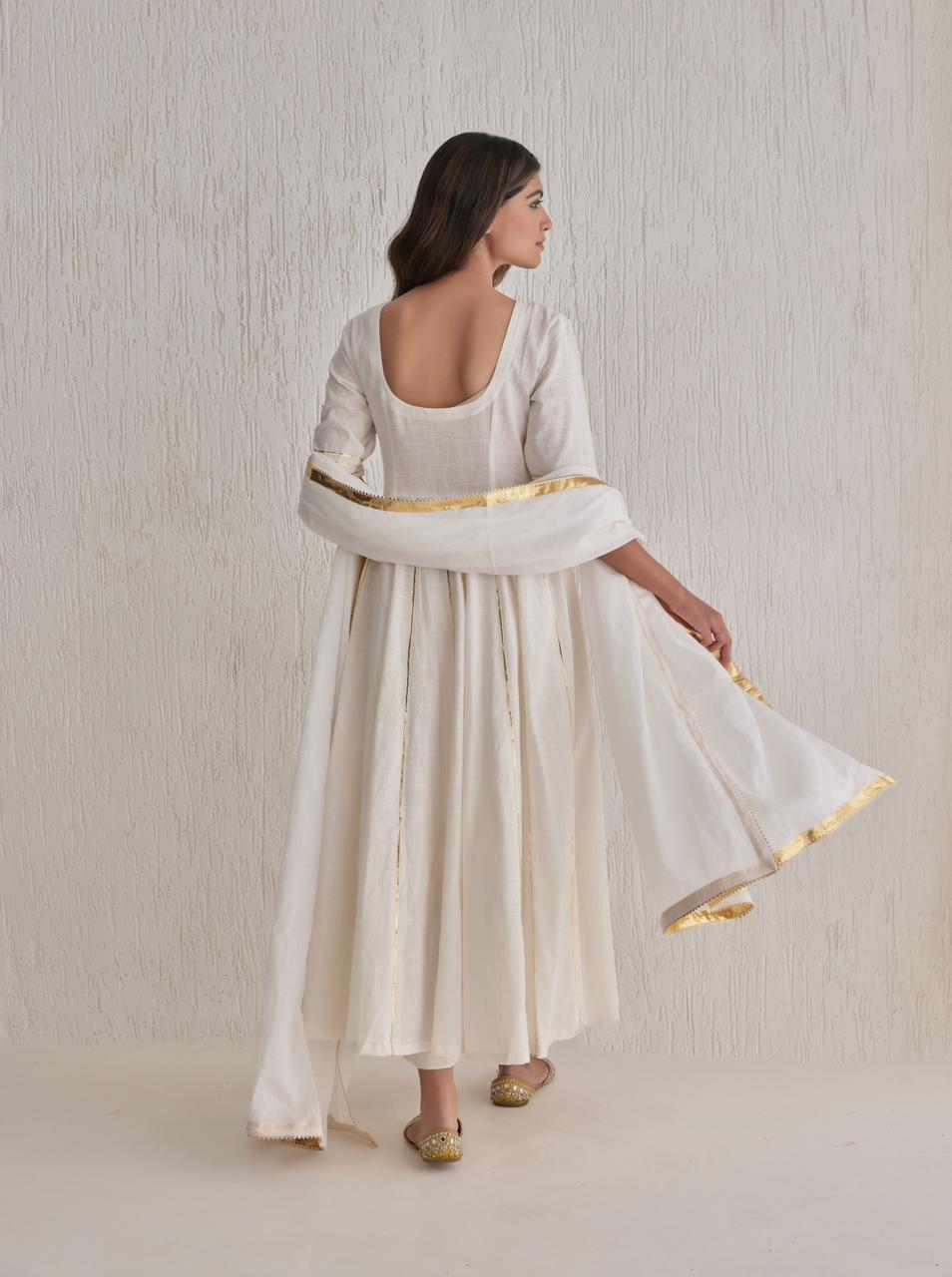 yogini white gotta work anarkali set of 3