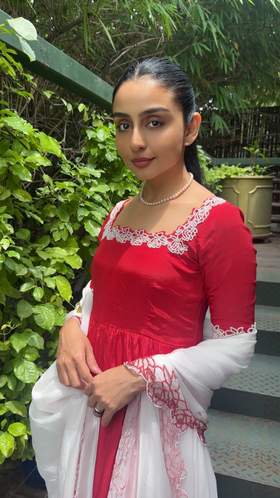 kanupriya Handwork crepe anarkali set