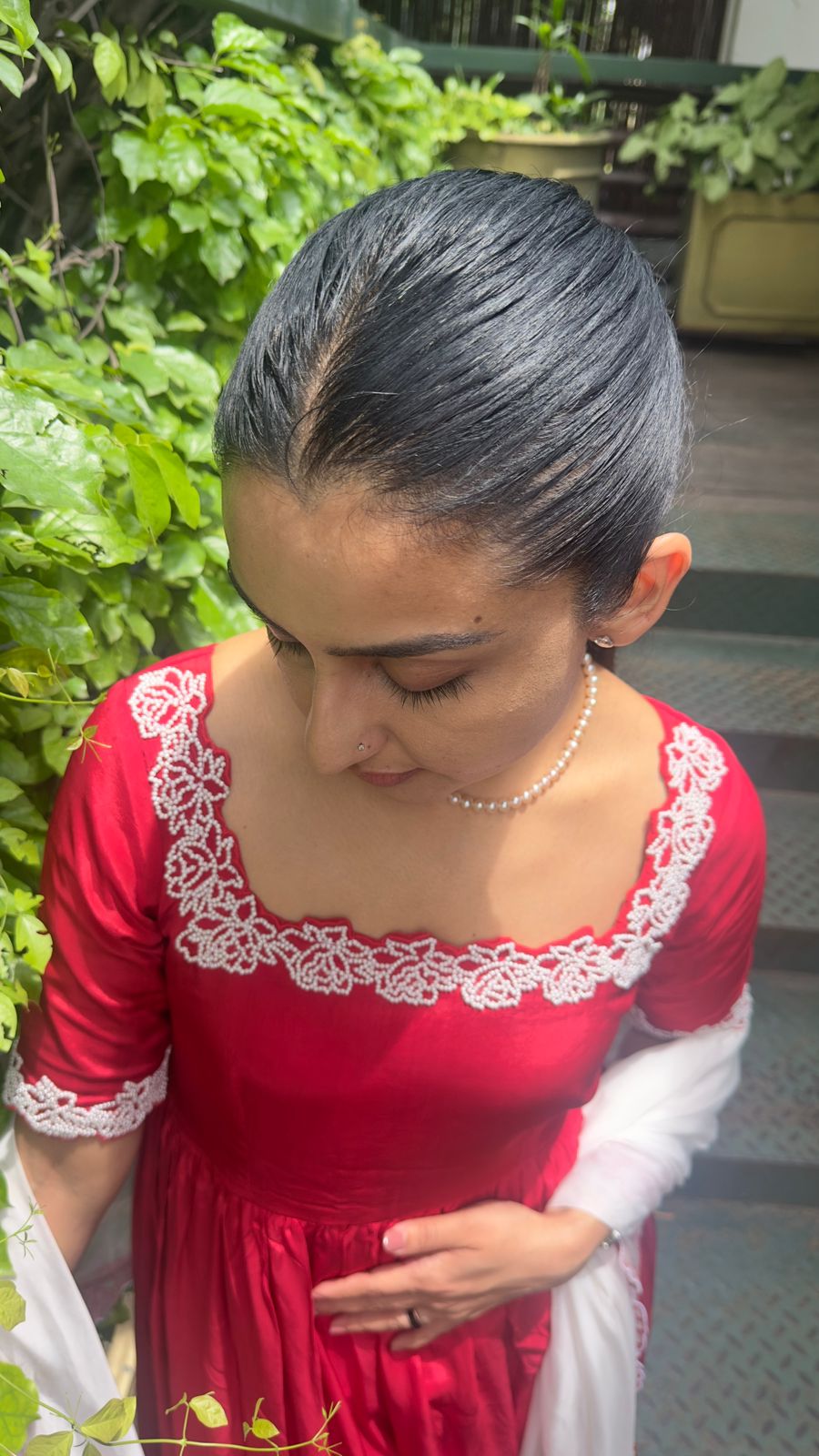 kanupriya Handwork crepe anarkali set