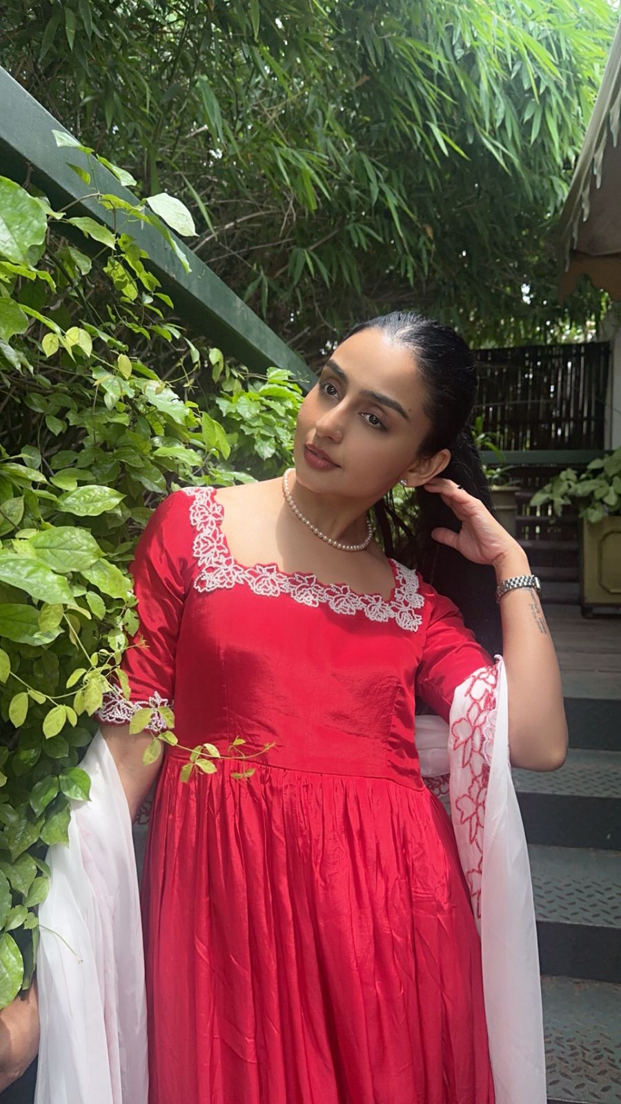 kanupriya Handwork crepe anarkali set