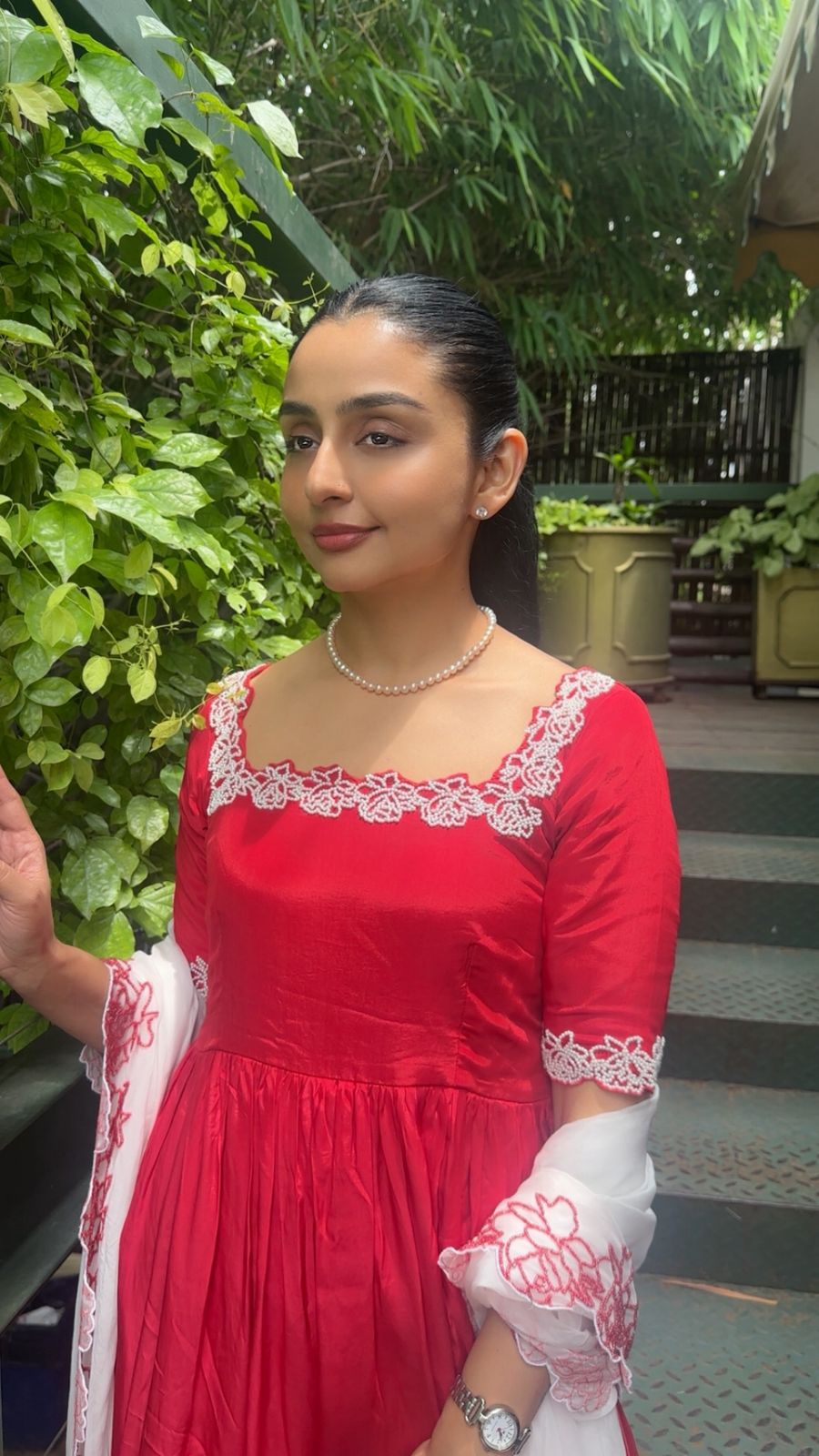 kanupriya Handwork crepe anarkali set