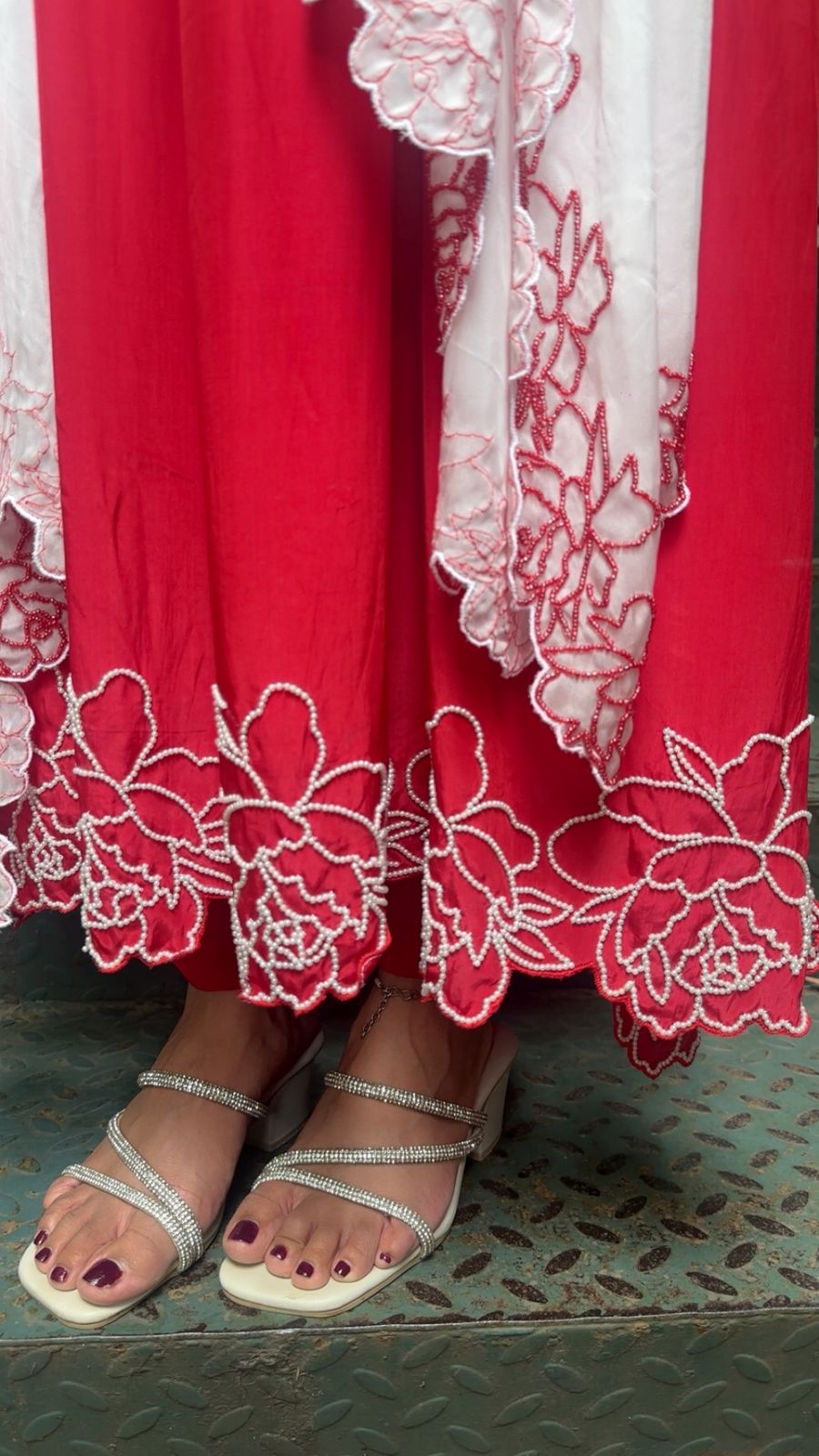 kanupriya Handwork crepe anarkali set