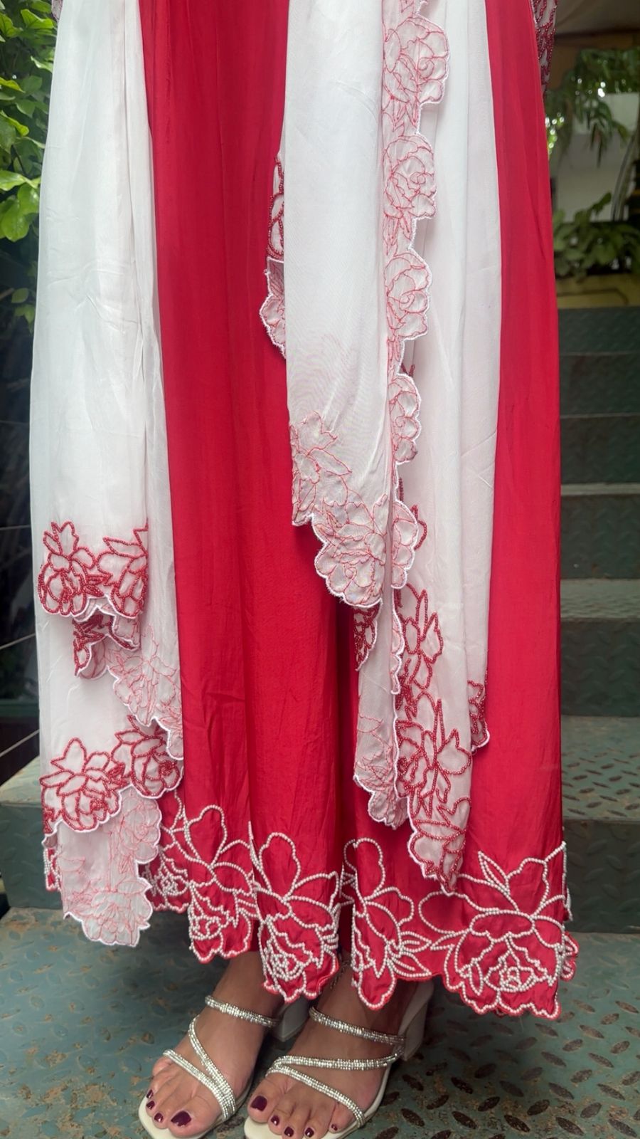 kanupriya Handwork crepe anarkali set