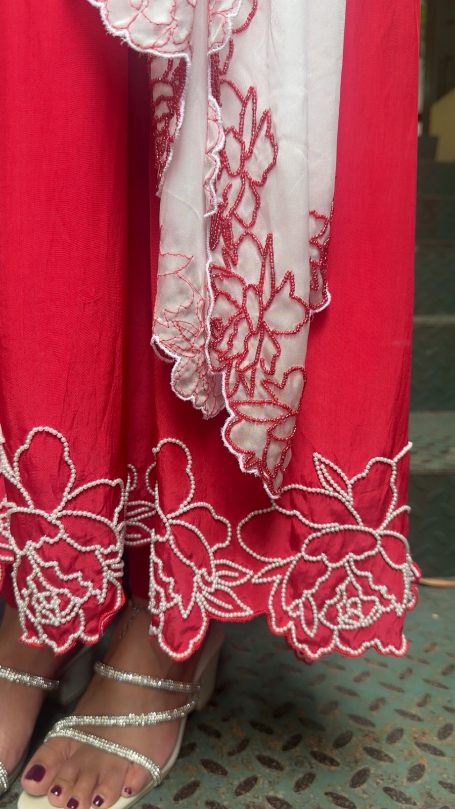 kanupriya Handwork crepe anarkali set