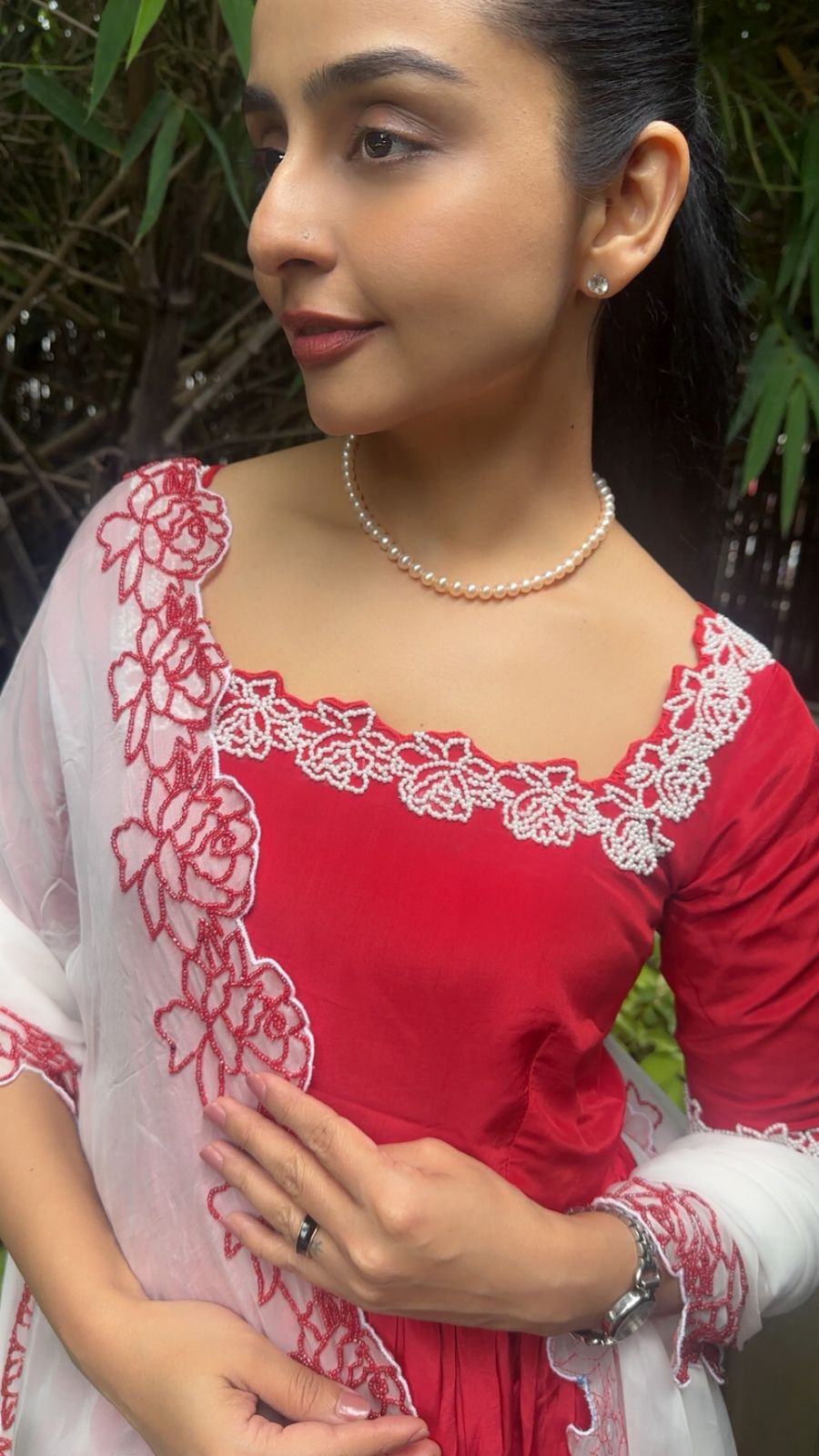 kanupriya Handwork crepe anarkali set