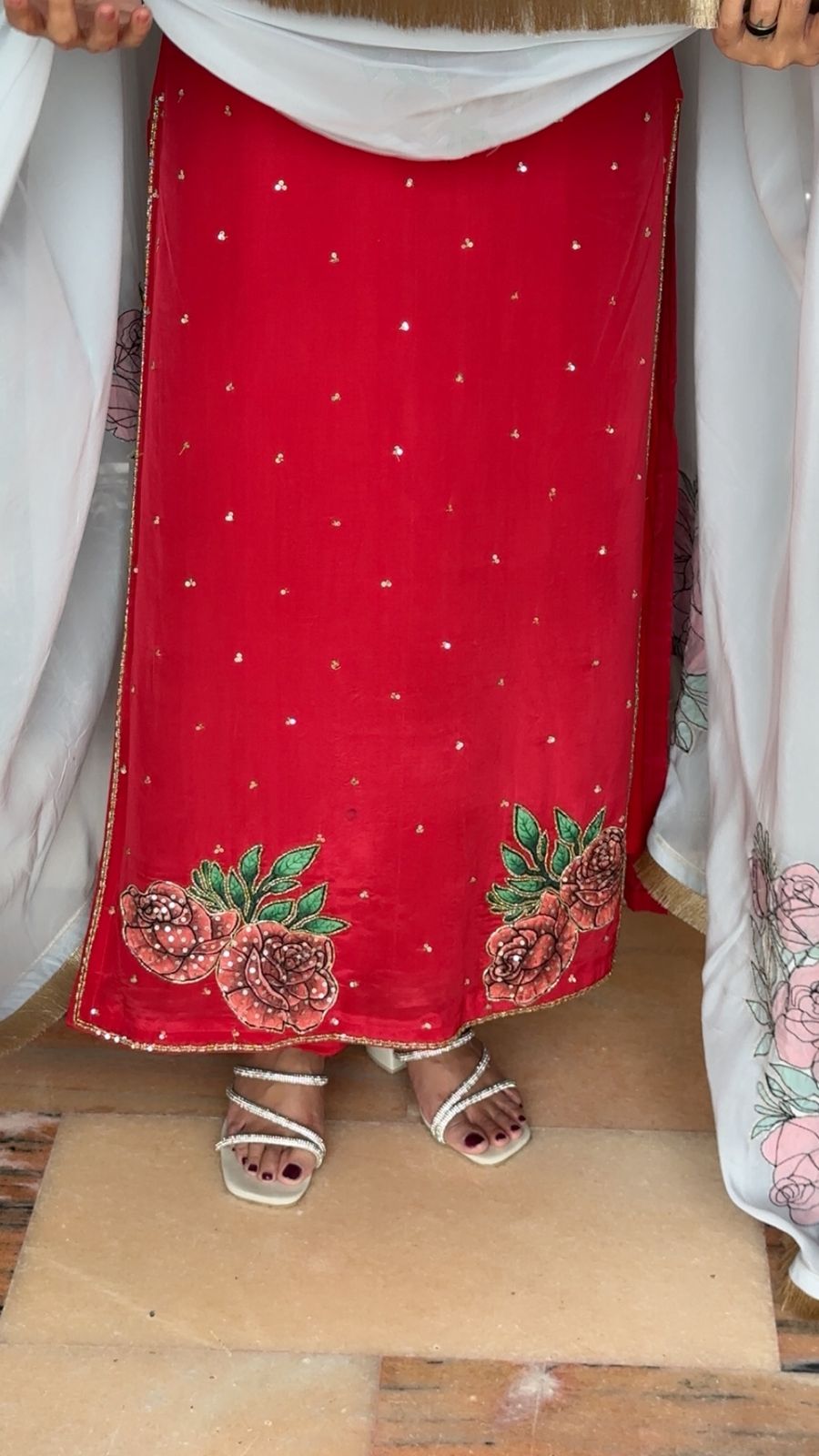 Pritam Handpainted Patchwork Crepe Kurta Set