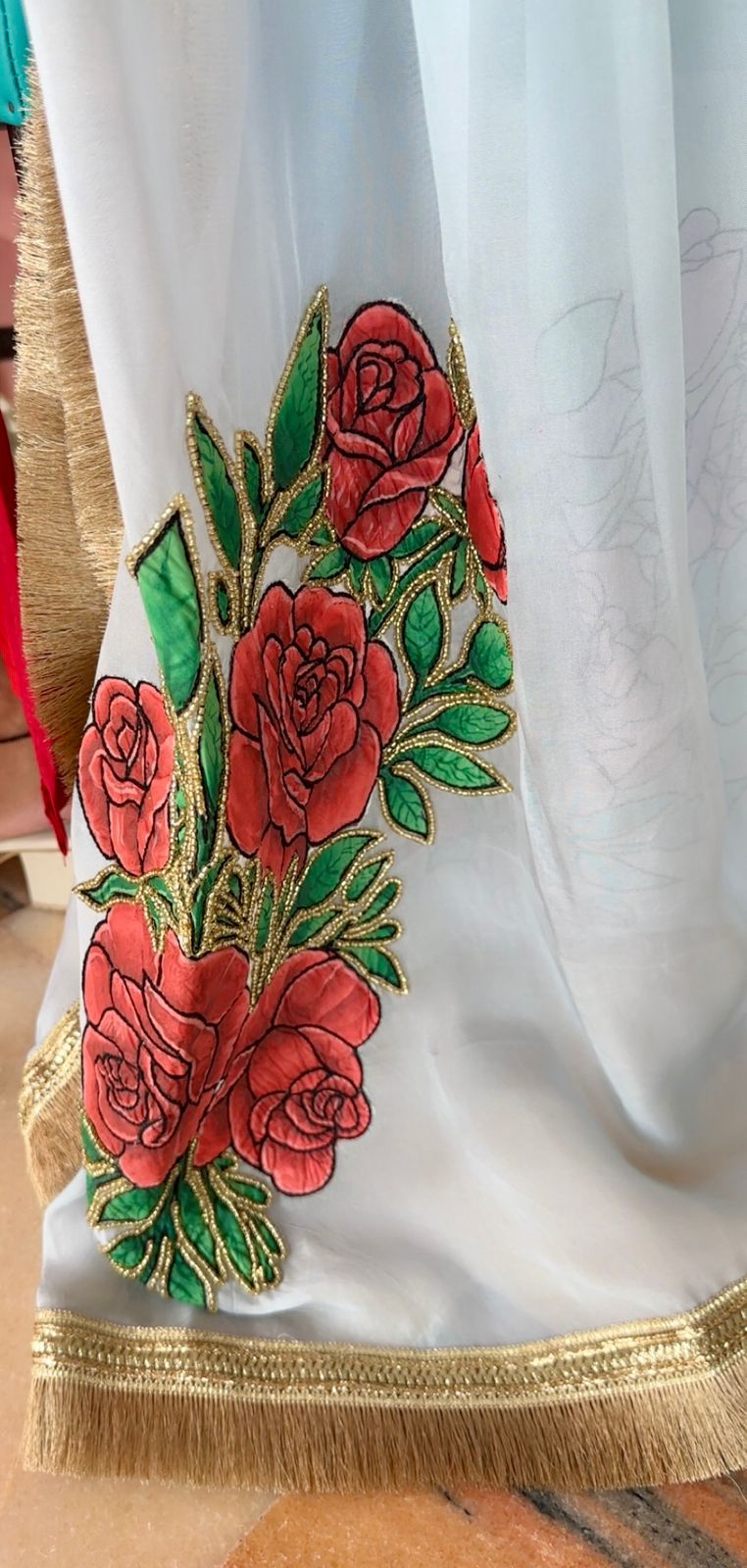 Pritam Handpainted Patchwork Crepe Kurta Set