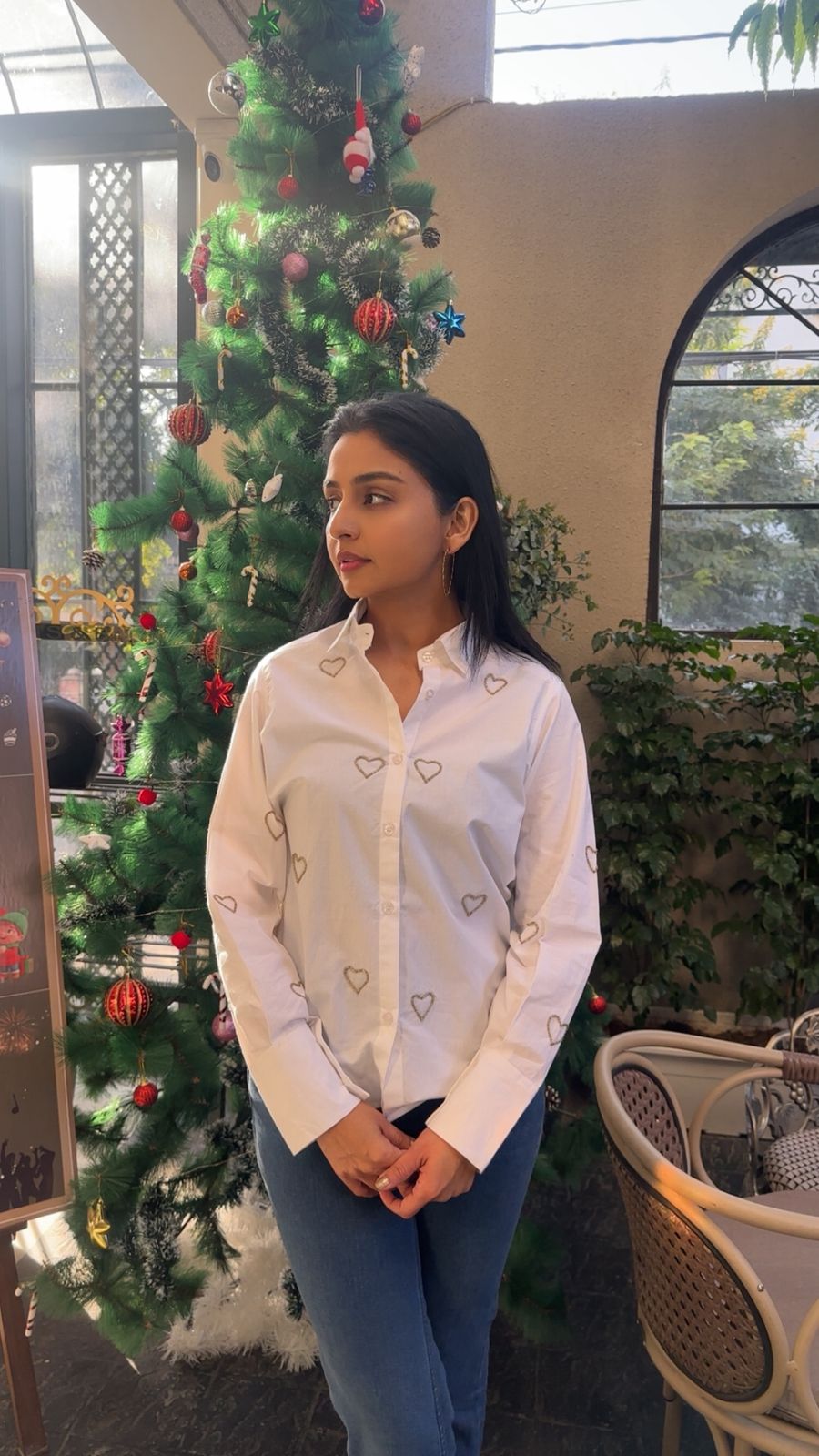 GOLDEN HEARTS HANDEMBROIDERED SHIRT