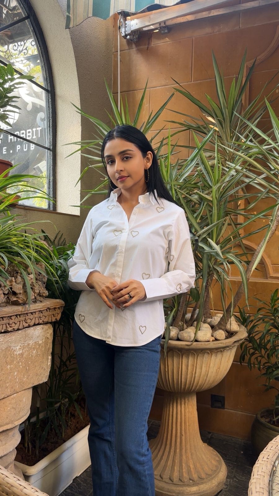 GOLDEN HEARTS HANDEMBROIDERED SHIRT