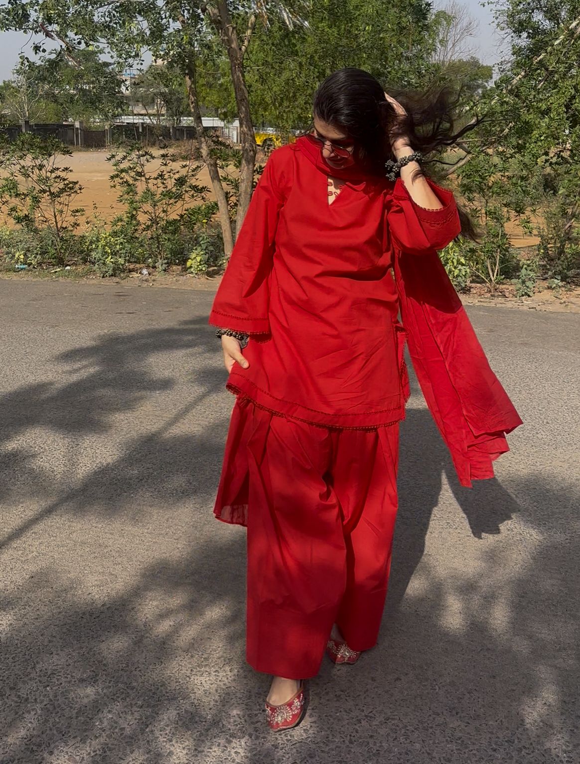 Red Farsi Salwar Kurta set