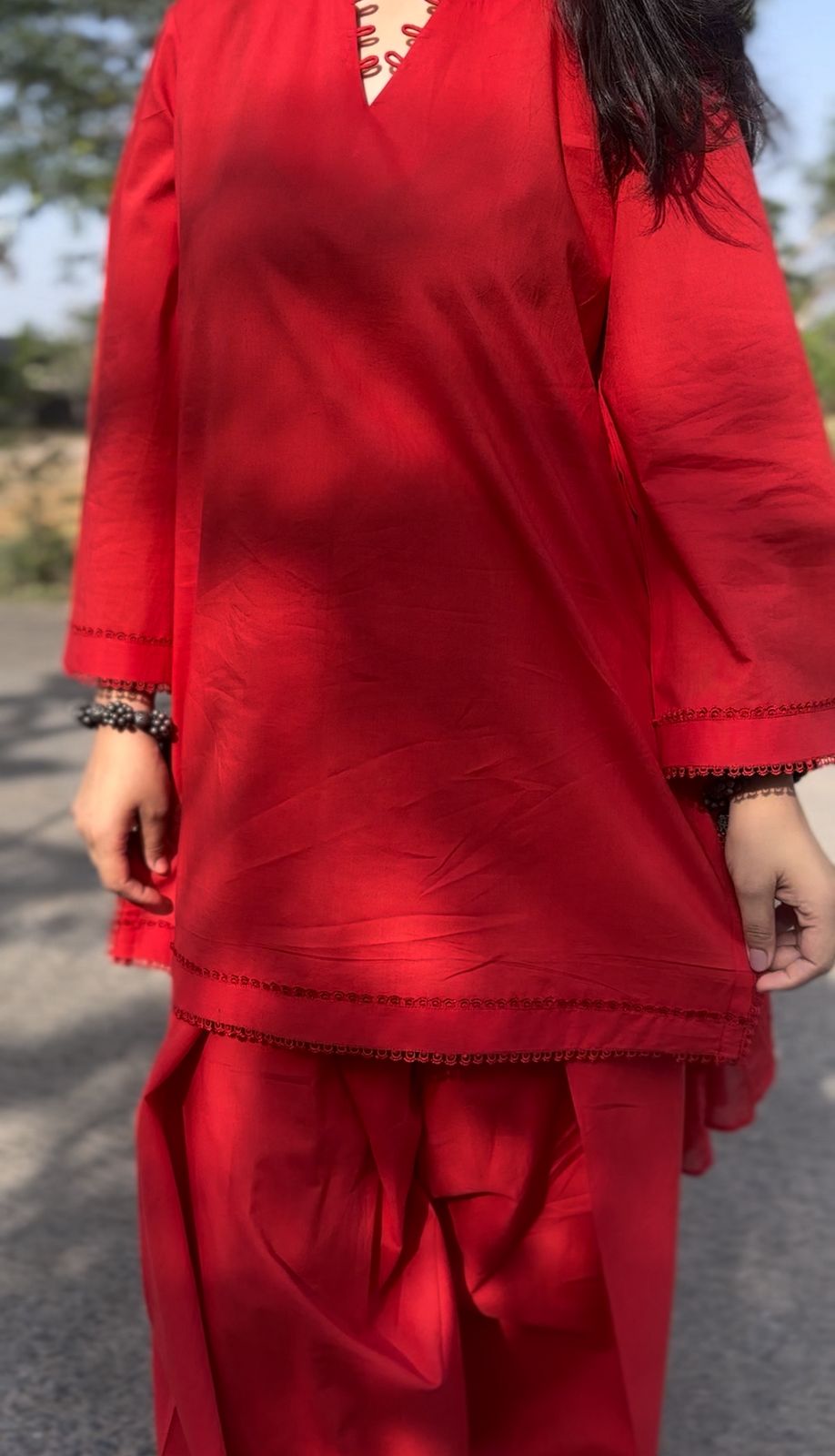 Red Farsi Salwar Kurta set