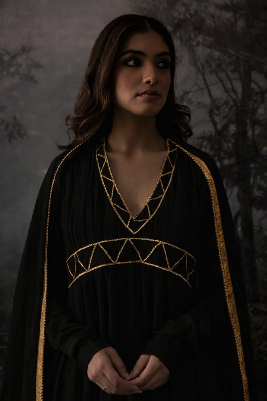 yogini black anarkali full sleeves set of 3