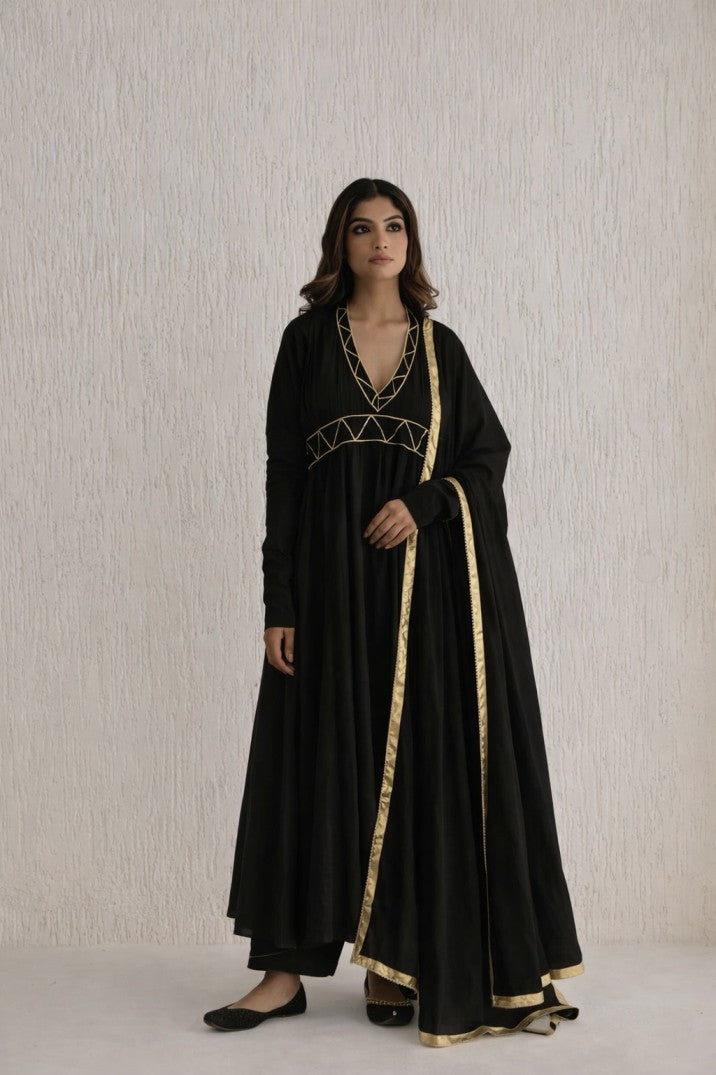 yogini black anarkali full sleeves set of 3