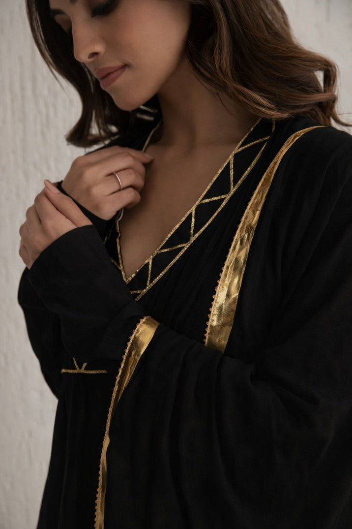 yogini black anarkali full sleeves set of 3