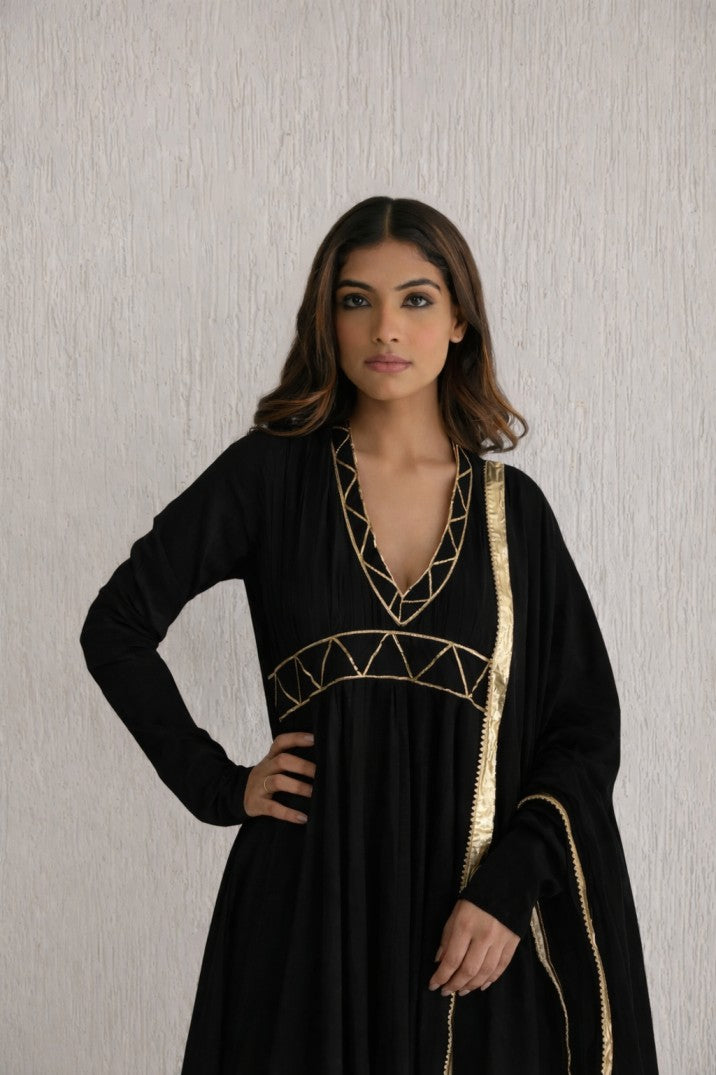 yogini black anarkali full sleeves set of 3