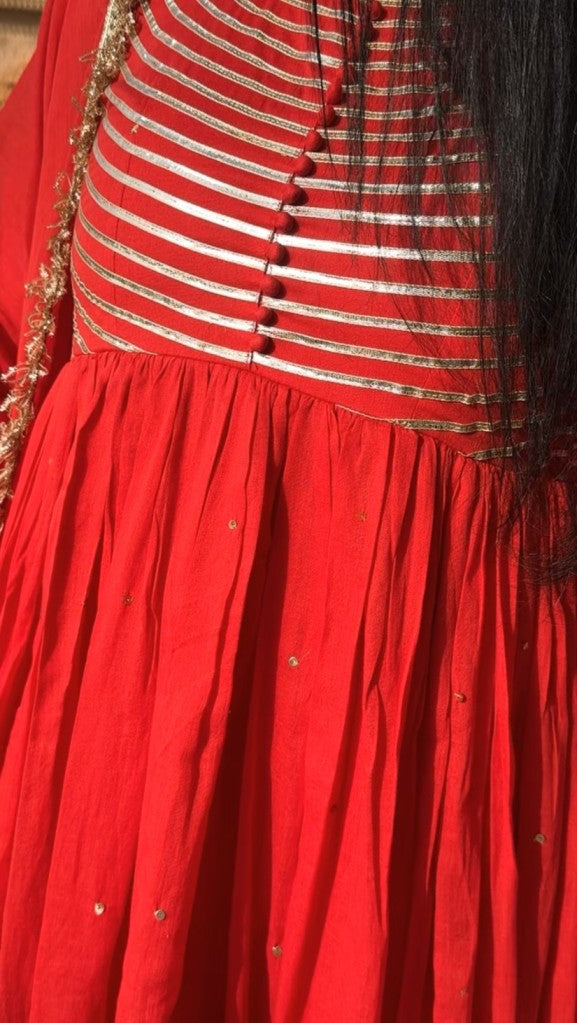 Pritam red handwork anarkali set of 3